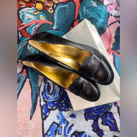 Marc Fisher Black Loafers Platform Block Heels Slip On - Picture 3 of 7